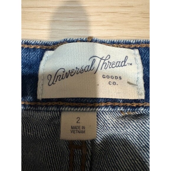 Universal Thread Size 2 Blue Jean Skirt Long A-Line Button Up High Waist - Picture 5 of 9